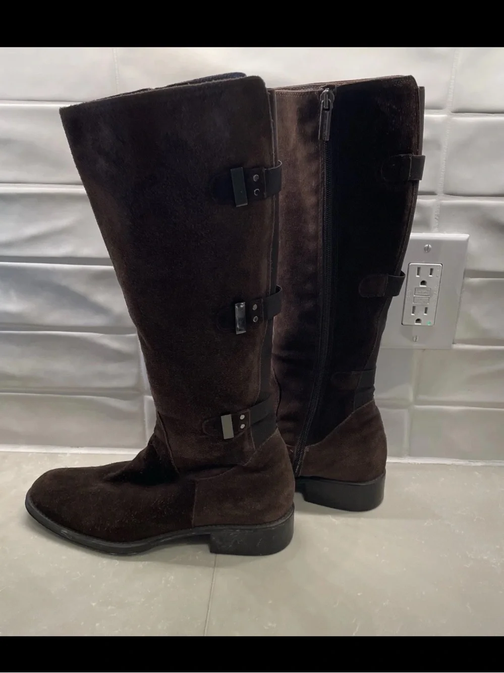 Aquatalia Women's Over-the-Knee Suede Boots in Dark Brown